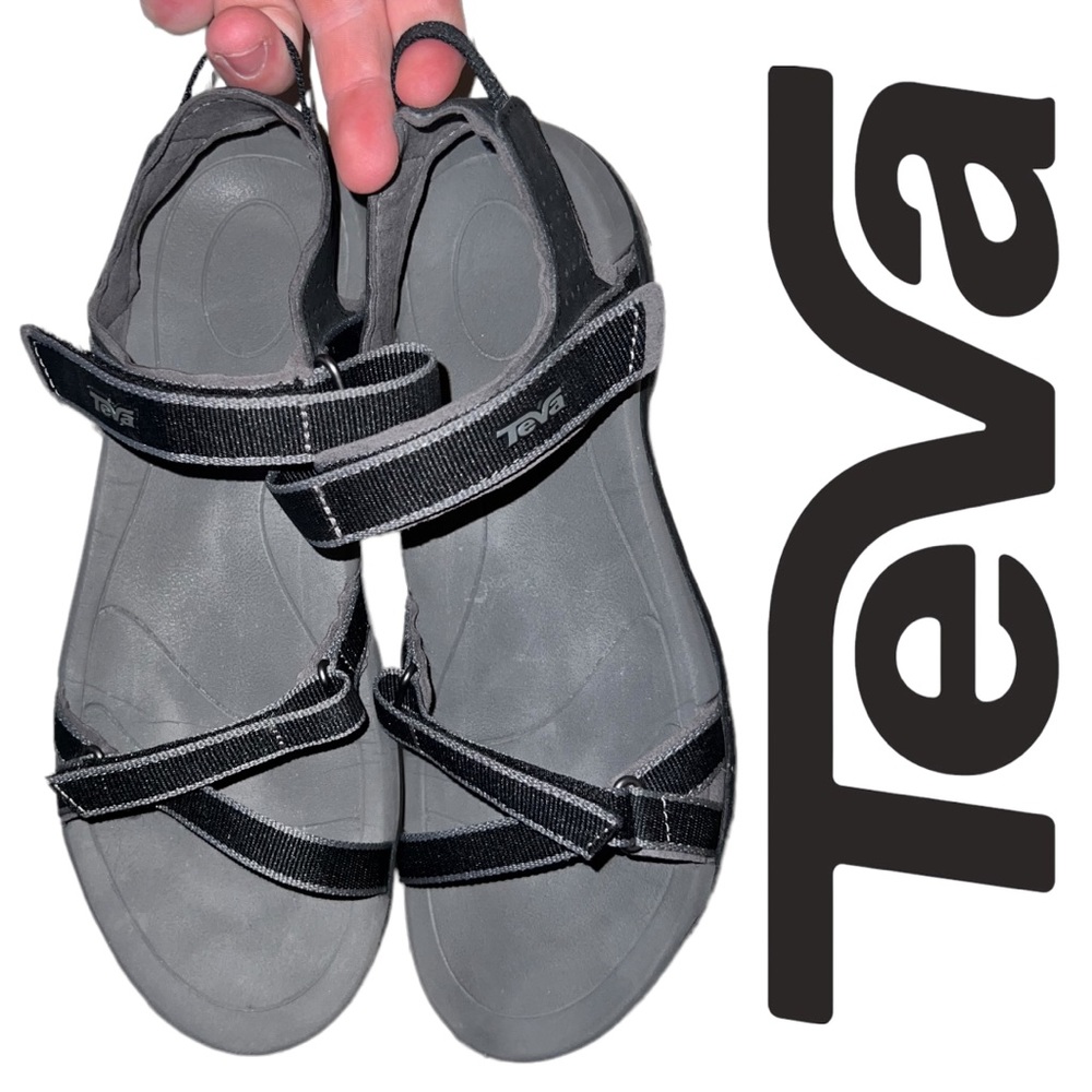 Teva Women's Black Gray Verra Outdoor Terrain Cross Strappy Sandal Size 8.5